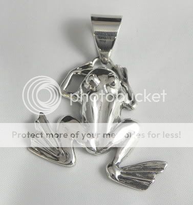 Solid Sterling Silver Frog Pendant Jewelry Handcrafted Contemporary 